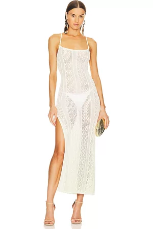 Michael Costello Kobieta Długie - X REVOLVE Rhona Ombre Knit Maxi Dress in - Cream. Size XL (also in L, M, S, XS, XXS).