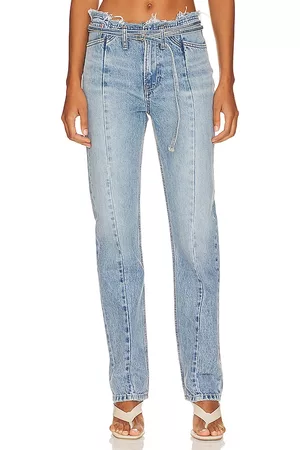 GRLFRND Adriana Belted Frayed Waist Slim Straight