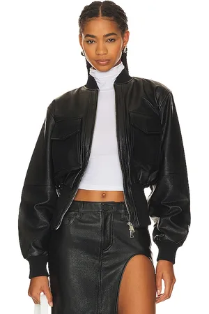 GRLFRND The Cropped Leather Bomber