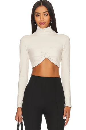Susana Monaco Twist Mock Neck Crop Top