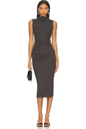 ENZA COSTA Silk Knit Sleeveless Twist Midi Dress