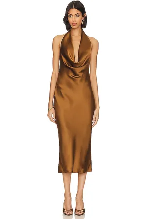 Norma Kamali Halter Drape Midi Dress