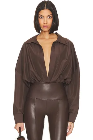 Norma Kamali Oversized Boyfriend Shirt Bodysuit