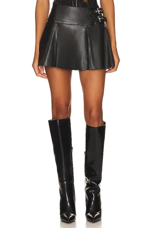 WeWoreWhat Faux Leather Buckle Mini Skort
