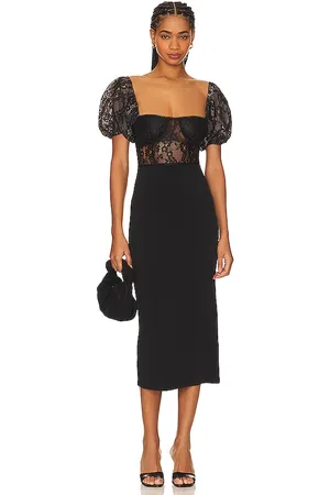WeWoreWhat Underwire Corset Midi Lace Dress
