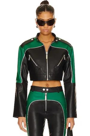 Camila Coelho Cropped Moto Biker Leather Jacket