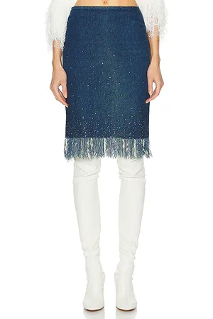 SIEDRES Fendi Denim Fringe Skirt