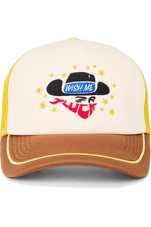 Wish Me Luck Lucky Cowboy Cap Brown Yellow & White