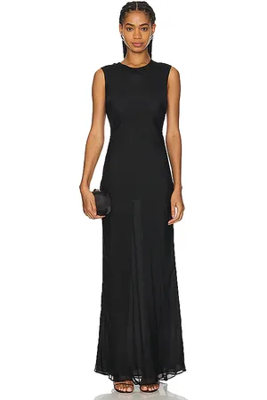 St Agni Pinstripe Silk Maxi Dress