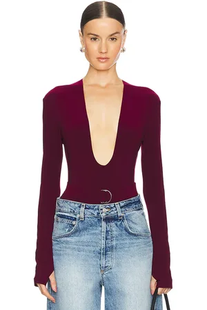 Norma Kamali X REVOLVE Long Sleeve Deep U Neck Bodysuit