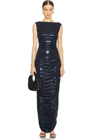 Norma Kamali Sleeveless Side Shirred Gown