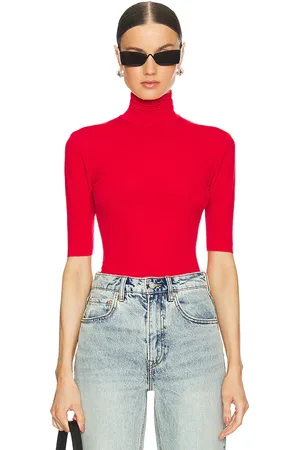 Norma Kamali Slim Fit Short Sleeve Turtleneck Top