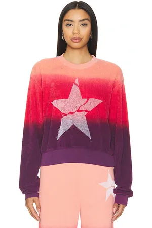 LAUREN MOSHI Spalding Cracked Star Drop Shoulder Crop Pullover