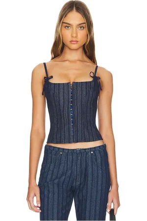 Lioness Charismatic Denim Corset Dark Pinstripe