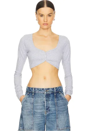 GRLFRND Rib Button Through Crop Top