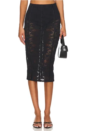 FLEUR DU MAL Le Stretch Lace Pencil Skirt