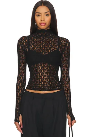 ENZA COSTA Lace Long Sleeve Turtleneck