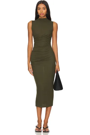 ENZA COSTA Silk Knit Sleeveless Twist Midi Dress