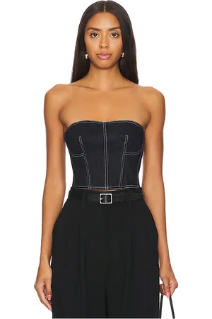 FLEUR DU MAL Denim Cropped Bustier