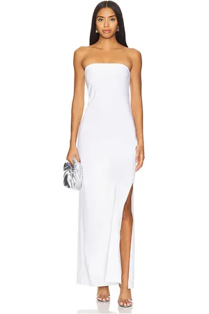 Norma Kamali Strapless Tailored Side Slit Gown