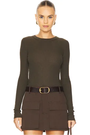 ENZA COSTA Silk Sweater Rib Long Sleeve Crew