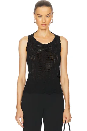Norma Kamali Scoop Neck Tank Crochet Top