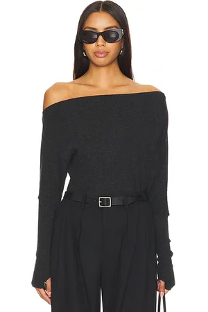 ENZA COSTA Cashmere Cuffed Off-shoulder Long Sleeve