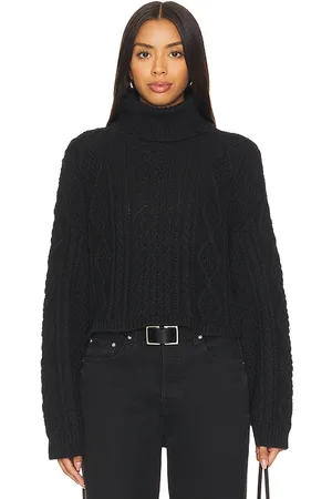 Denimist Cropped Cable Turtleneck Sweater
