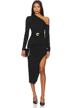 Nicholas Shiloh Asymmetrical Cold Shoulder Midi Dress
