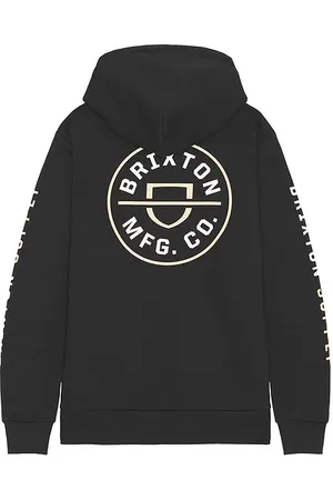 Brixton Crest Hoodie Black Sand & White