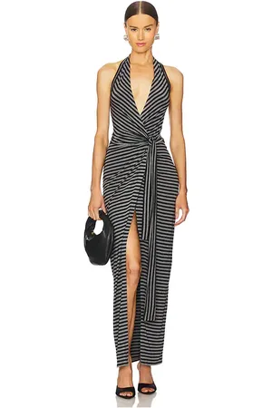 Norma Kamali Halter Wrap Straight Gown
