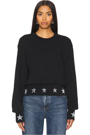 Michael Lauren Kamon Crew Neck Pullover W/ Metallic Silver Star Print Top