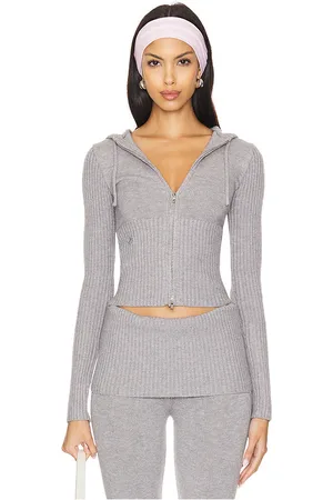 Frankies Bikinis Heritage Cloud Knit Hoodie Rain Cloud