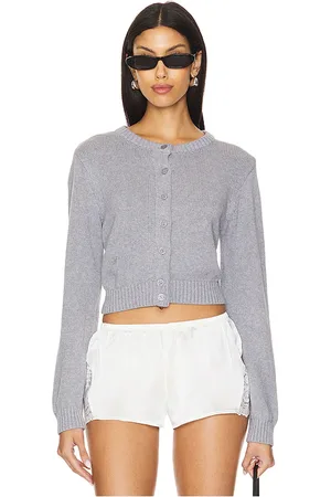 Frankies Bikinis Dudley Cotton Knit Cardigan Rain Cloud