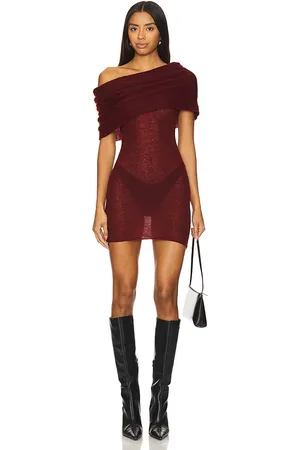 h:ours Adele Off The Shoulder Sweater Mini Dress