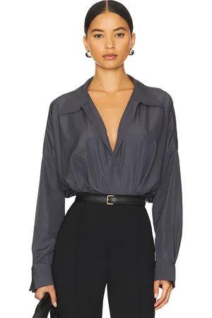 Norma Kamali Oversized Boyfriend Shirt Bodysuit