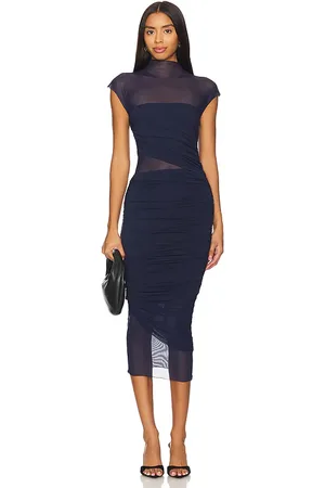 SER.O.YA Tabitha Mesh Ruched Midi Dress
