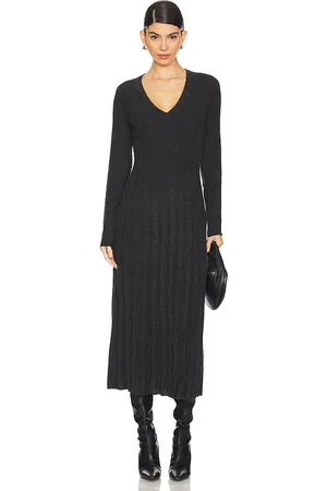 AUTUMN CASHMERE V Neck Ribbed Cashmere Dress