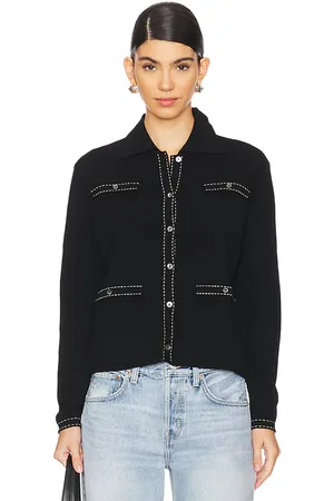 AUTUMN CASHMERE Collared Jacket With Double Needle Topstitch Detail