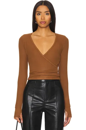 Michael Lauren Fairbanks Surplice Deep V Long Sleeve W/ Thumbhole Top