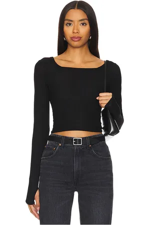 Michael Lauren Pryderi Crop Square Neck Long Sleeve
