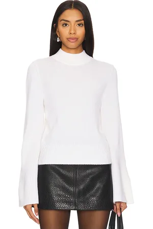 AUTUMN CASHMERE Mock Neck Trumpet Sleeve With High Rib