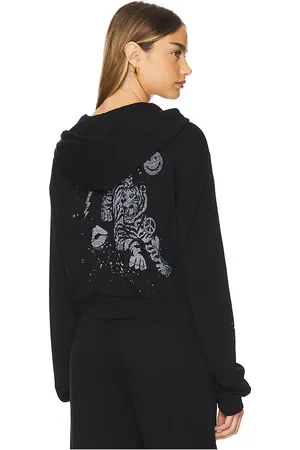 LAUREN MOSHI Lachelle Crop Tiger Elements Zip Up Hoodie