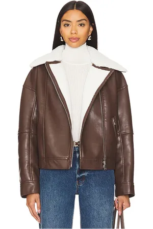 Simkhai Nyx Faux Leather Sherpa Moto Jacket