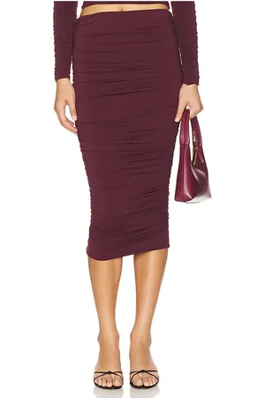 SER.O.YA Darcy Mid Rise Ruched Midi Skirt