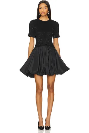 Simkhai Kenz Short Sleeve Knit Combo Ruffle Mini Dress