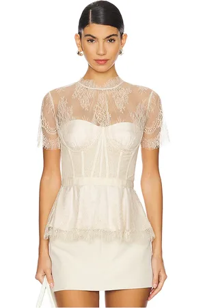 Simkhai Kehlani Lace Short Sleeve Bustier Top