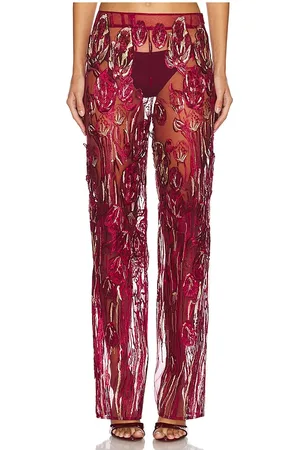 KIM SHUI Full Length Embroidered Pants