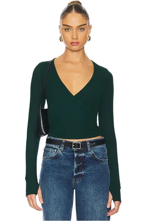 Michael Lauren Fairbanks Surplice Deep V Long Sleeve W/ Thumbhole Top