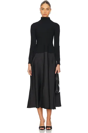 Simkhai Frances Long Sleeve Satin Combo Midi Dress